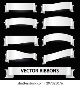 white various curved empty ribbon banners eps10