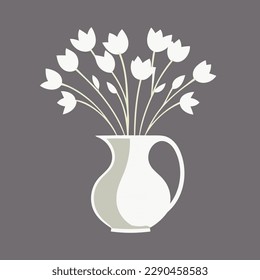 white vase with white flowers