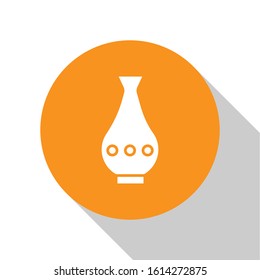 White Vase icon isolated on white background. Orange circle button. Vector Illustration