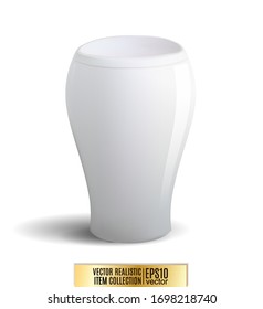 White vase on white background. Vector realistic item, 3d illustration