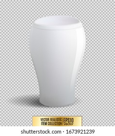 White vase on transparent background. Vector realistic item, 3d illustration