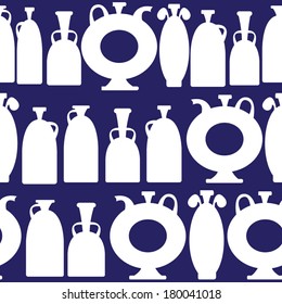 white vases icons of seamless pattern