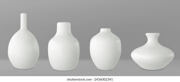 white vases set vector illustration