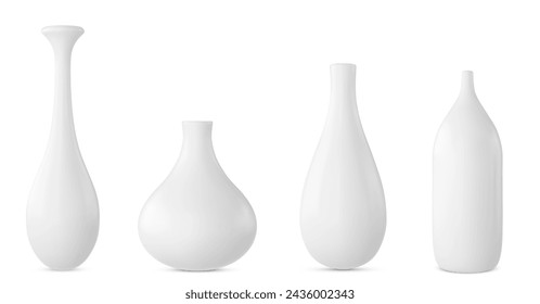 white vases set vector illustration