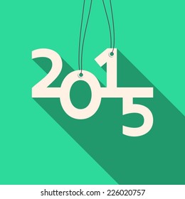 White vector 2015 lettering hanging on the strings