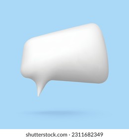 White vector 3d double speech bubble isolated on blue background. Vector illustration for postcard, banner, web, design, arts.