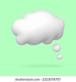 White vector 3d double speech bubble isolated on green background. Vector illustration for postcard, banner, web, design, arts.
