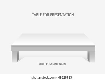White vector 3d platform, rectangular low Chinese table. Template for presentation of goods.