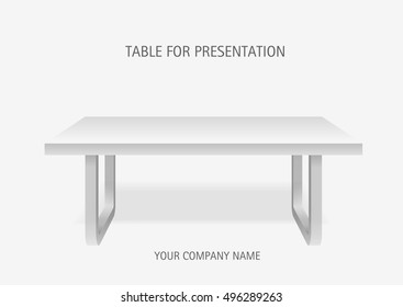 White vector 3d platform, rectangular  table. Template for presentation of goods.