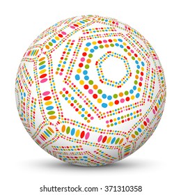 White Vector 3D Sphere with Abstract and Filigree Design Pattern - Round Template Object with Texture Mapping.