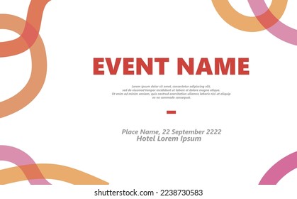 White vector abstract background with orange and pink curvy thick overlapping lines decoration. Suitable for event, backdrop, meeting, photo booth, and webinar.