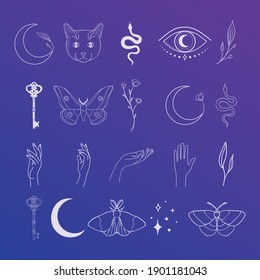 White vector abstract mystic line design elements