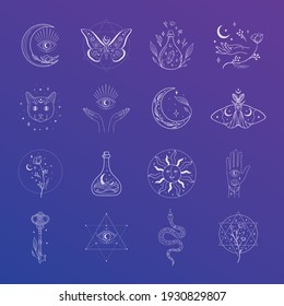 White vector abstract mystic line design elements