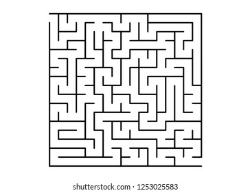 White vector background with a black maze. Black and white maze in a simple style. Pattern for children books, magazines.
