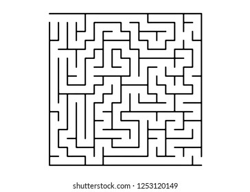 White vector background with a black maze. Complex illustration with mazes on a white template. Concept for making right choices.