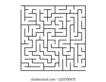 White vector background with a black maze. Simple illustration with a maze on a white background. Pattern for educational magazines, books.