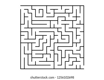 White vector background with a black maze. Simple illustration with a maze on a white background. Pattern for leisure tasks, games.