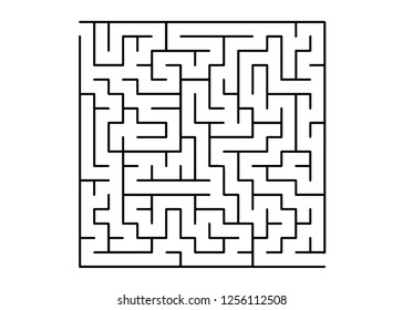 White vector background with a black maze. Simple illustration with a maze on a white background. Concept for making right choices.
