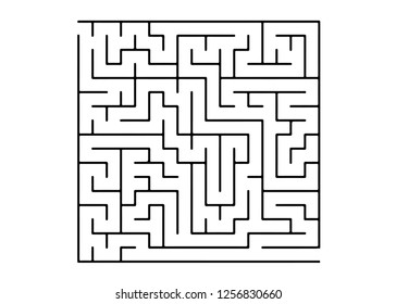 White vector background with a black maze. Complex illustration with mazes on a white template. Pattern for educational magazines, books.