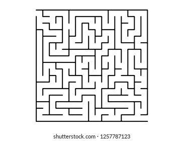 White vector background with a black maze. Complex illustration with mazes on a white template. Concept for books, magazines with complex tasks.