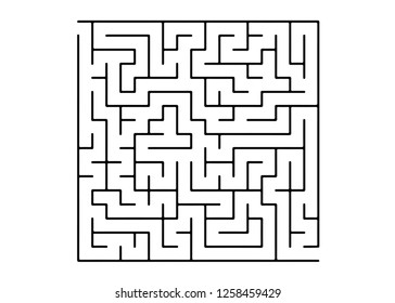 White vector background with a black maze. Abstract illustration with maze on a white background. Concept for pazzle, labyrinth books, magazines.