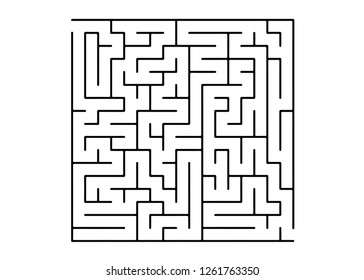 White vector background with a black maze. Modern illustration with maze on a white backdrop. Concept for making right choices.