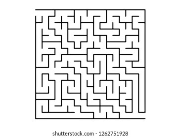 White vector background with a black maze. Maze design in a simple style on a white background. Concept for pazzle, labyrinth books, magazines.