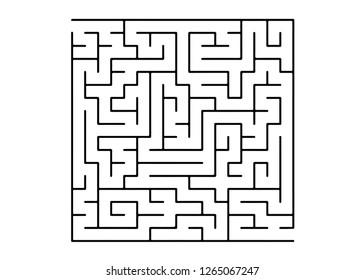 White vector background with a black maze. Maze design in a simple style on a white background. Pattern for educational magazines, books.