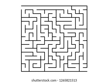 White vector background with a black maze. Abstract illustration with maze on a white background. Concept for making right choices.