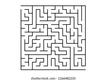 White vector background with a black maze. Abstract illustration with maze on a white background. Pattern for children books, magazines.