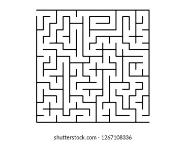 White vector background with a black maze. Black and white maze in a simple style. Pattern for leisure tasks, games.