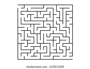White vector background with a black maze. Simple illustration with a maze on a white background. Pattern for educational magazines, books.