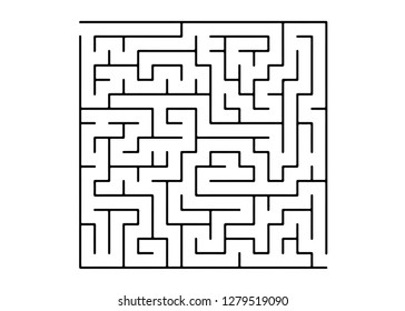 White vector background with a black maze. Simple illustration with a maze on a white background. Concept for making right choices.