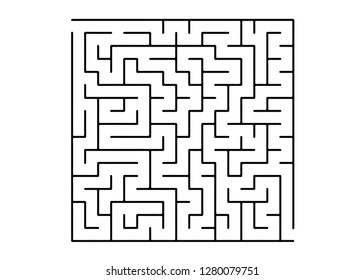 White vector background with a black maze. Abstract illustration with maze on a white background. Concept for making right choices.