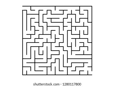White vector background with a black maze. Black and white maze in a simple style. Pattern for educational magazines, books.