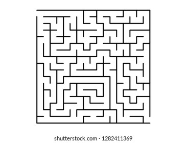 White vector background with a black maze. Simple illustration with a maze on a white background. Concept for making right choices.