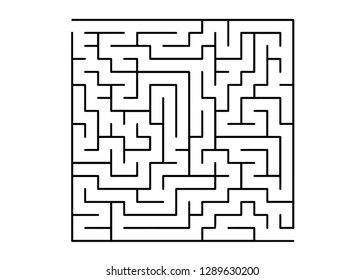 White vector background with a black maze. Complex illustration with mazes on a white template. Pattern for leisure tasks, games.