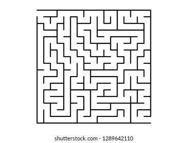 White vector background with a black maze. Abstract illustration with maze on a white background. Pattern for educational magazines, books.