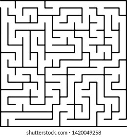 White vector background with a black maze. Maze design in a simple style on a white background. Concept for pazzle, labyrinth books, magazines.
