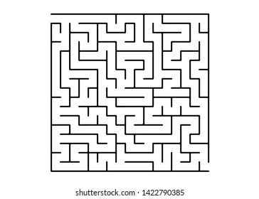 White vector background with a black maze. Black and white maze in a simple style. Pattern for children books, magazines.