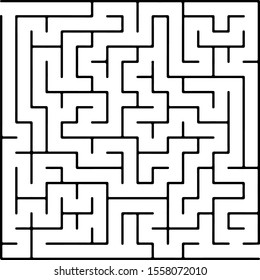 White vector background with a black maze. Complex illustration with mazes on a white template. Pattern for children books, magazines.