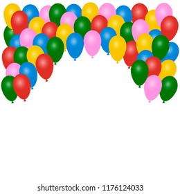 White vector background with colorful balloons. Birthday background. Holiday abstract background