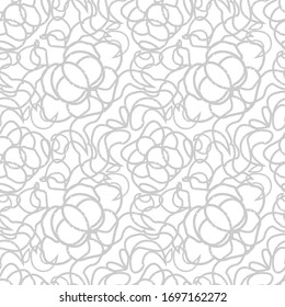 White vector background with curvy ornament. Seamless texture