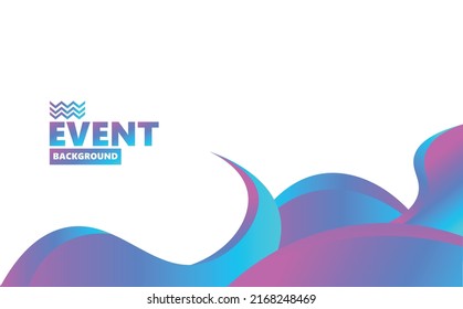 White vector background decorated by dynamic and futuristic gradient colored curvy shapes. Suitable for event, photo booth, talk show, conference, concert, and exhibition.