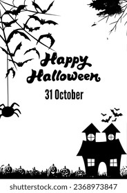 white vector background design and some Halloween decorations