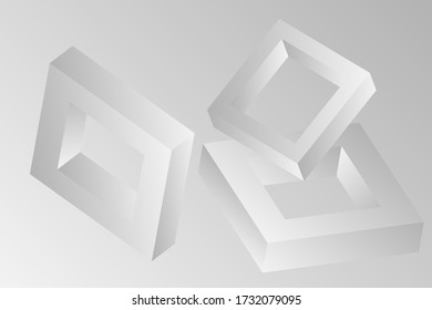 White vector background template design with 3D shapes