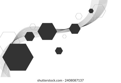 white vector background.geometric hexagon.infographic.smooth line concept.