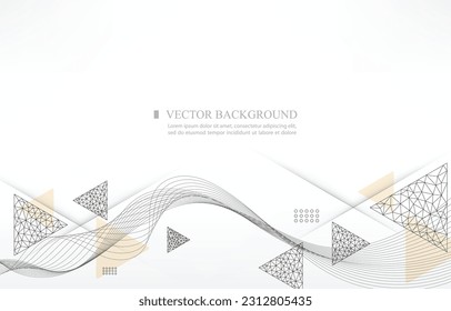 Fondo vectorial blanco.forma triangular geométrica.línea de onda abstracta.