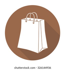 White vector bag on color circle background.
