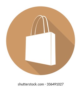 White vector bag on color circle background.